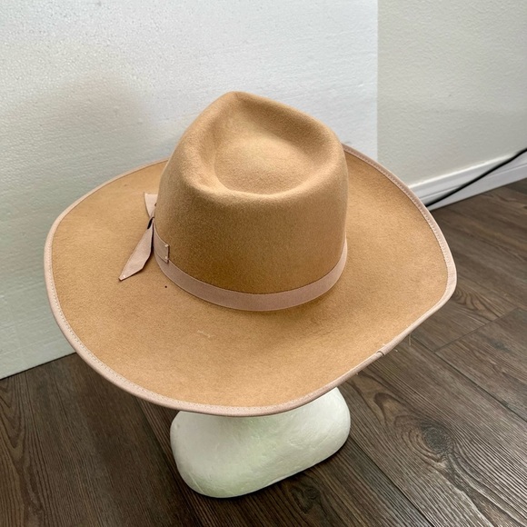100% wool Elegant Tan Wide-Brim Hat main image 5